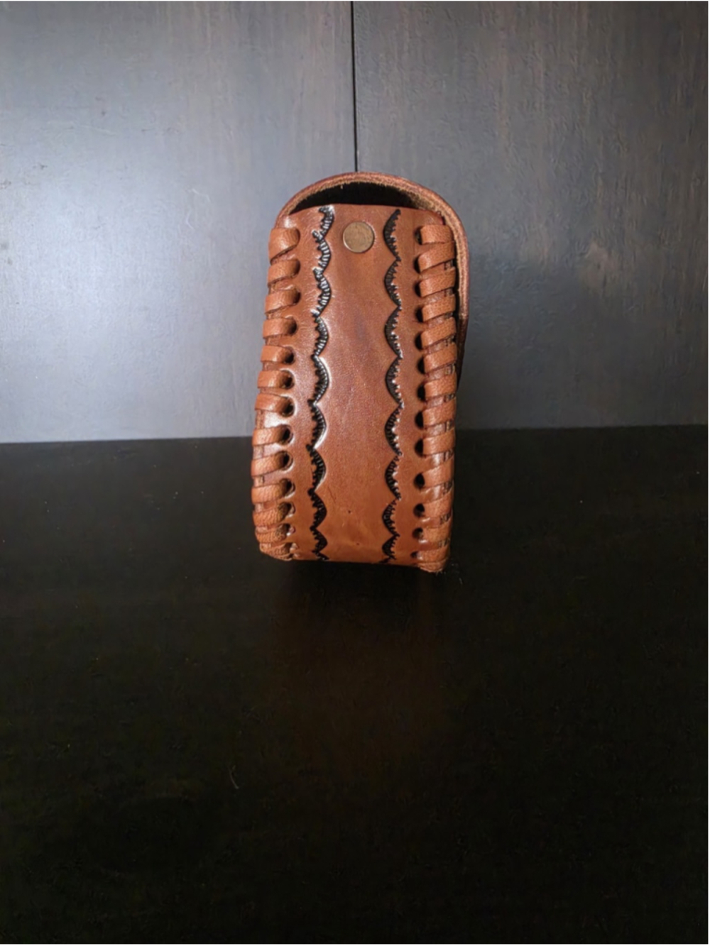 Butterfly Sunflower Brown Embossed Tooled Artisan LEATHER Crossbody Purse Bag - Picture 6 of 16